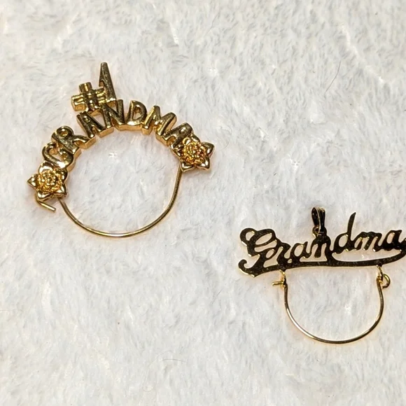 Vintage Gold Filled Necklace Charm Holders #1 Grandma - Qty 2 - Picture 7 of 8